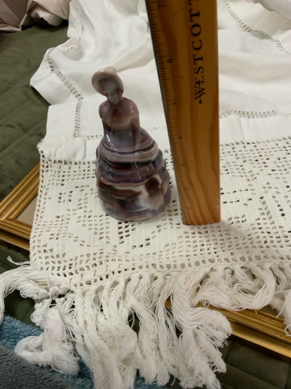 Purple Marbled Glass Figurine Bell “Melanie”